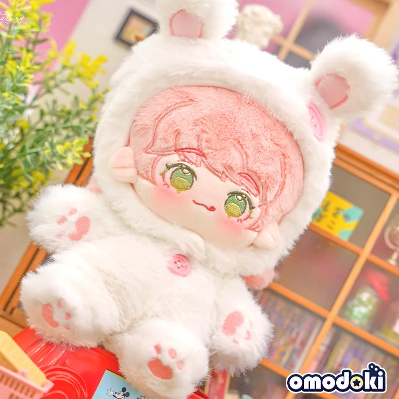 In Stock Handmade 20cm 2PC/set Doll Clothes Accessories Plush Rabbit Hat Coat Fur Suit Clothing Doll Dress Up