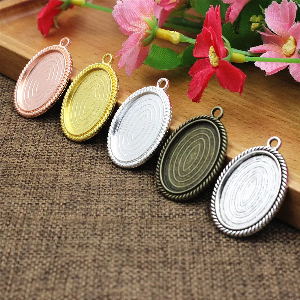 Onebeading Fit 18x25mm Oval Cabochons Summer Fashion Pattern Glass Base Frame Bezel Tray Blank DIY Accessory Making 10pcs K00230