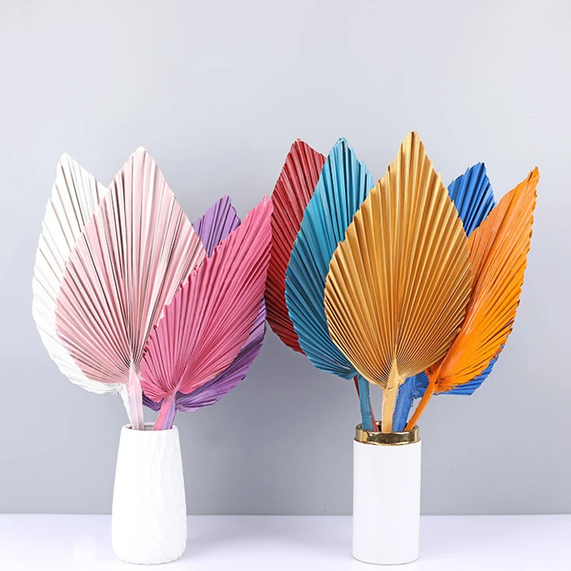 Palm Leaf Natural Dried Flowers Feuille De Palmier Sechee Palm Fan Leaf Dried and Preserved Artificial Decorations Christmas