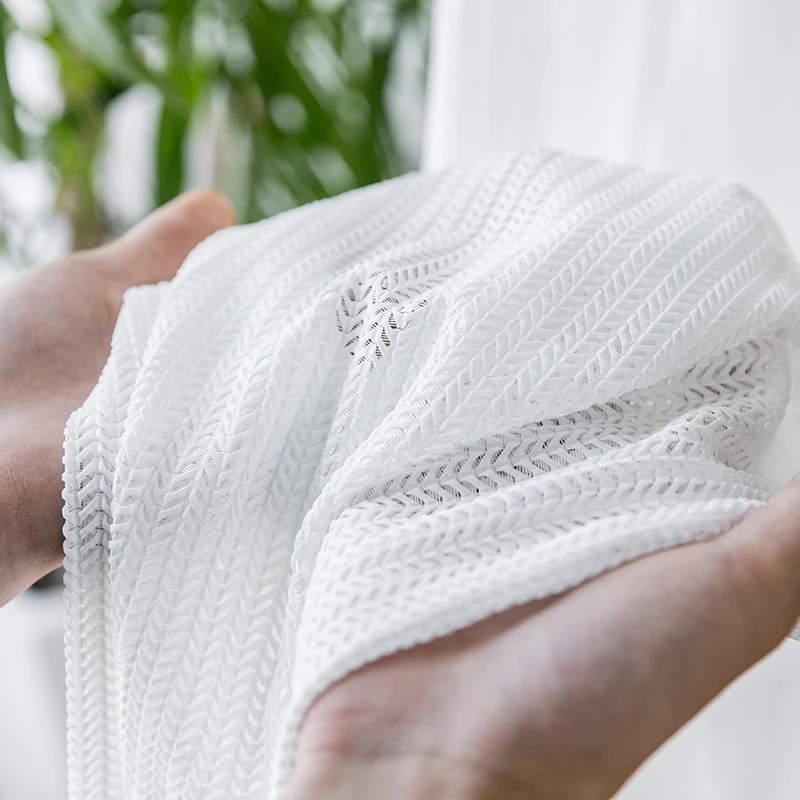 حساسة الجاكار تول الستائر لغرفة المعيشة الفاخرة الأبيض شير الفوال نافذة الستار لغرفة النوم الدانتيل كورتينا الفقرة سالا #5