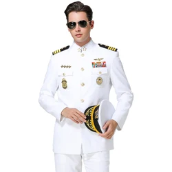 Luchtvaartpiloten Klassiek Wit Shirt Knappe Shirts Pak Mannelijke Officier Jurk Schip Kapitein Matroos Kostuum Kolonel Pakken Uniform