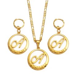 Anniyo A-Z Cursive Letters Gold Color Pendant Chain Necklaces Hawaiian Guam English Letter Jewelry Women #260406