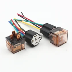 Araba şeffaf SPDT 80A röle 4Pins 5Pins 12 Volt bobin DC 24V seramik röle kablo demeti soketi fiş