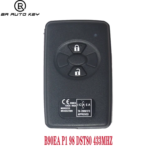 Умный дистанционный брелок для Toyota Corrlla Rav4 Auris Rav4 Key 2006-2012 2 кнопки, B90EA P1 98 4D-67, Dst80 433 МГц ASK 89904-12170