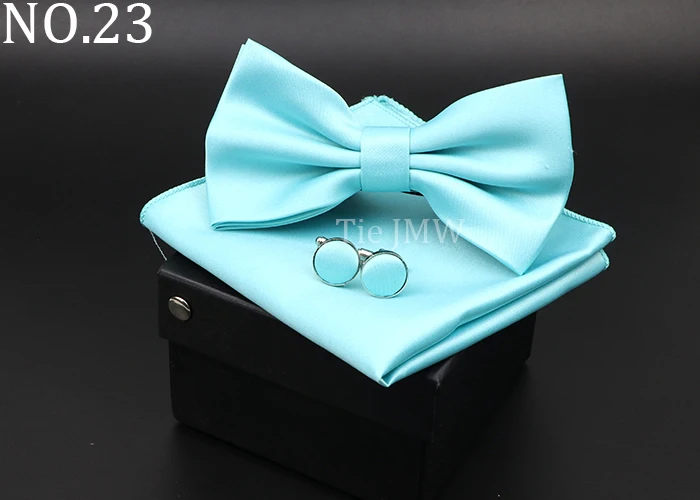 Herren Klassische Helle Farbe Bowtie Set Grün Rosa Blau Rot Fliege Manschettenknöpfe Hochzeit Krawatten Taschentuch Party Geschenk Krawatte Hemd zubehör – Detail 23