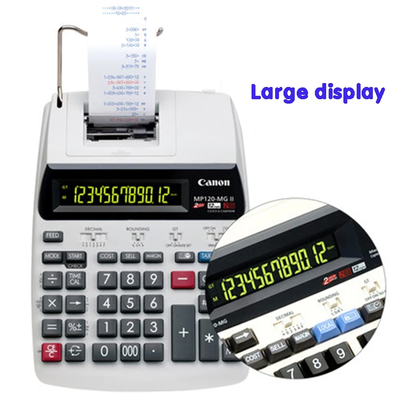 Calculator Mp120-mgii Large Desktop Plug-in Dual Color Print Computer 12Digits with Small Roll Test Paper Lcd Display Calculator