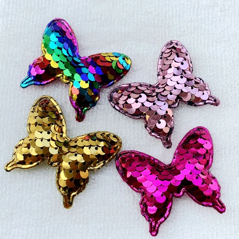 DIY Colorful Butterfly Reversible Sequins Pads Sew On Patch for Clothes Crafts Coat Sweater Embroidered Paillette Patch Applique