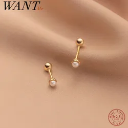 WANTME-Brincos Espirais para Mulheres, Jóias Piercing, Prata Esterlina 925, Simples, Concha Doce, Pequeno, Moda Coreana, Festa