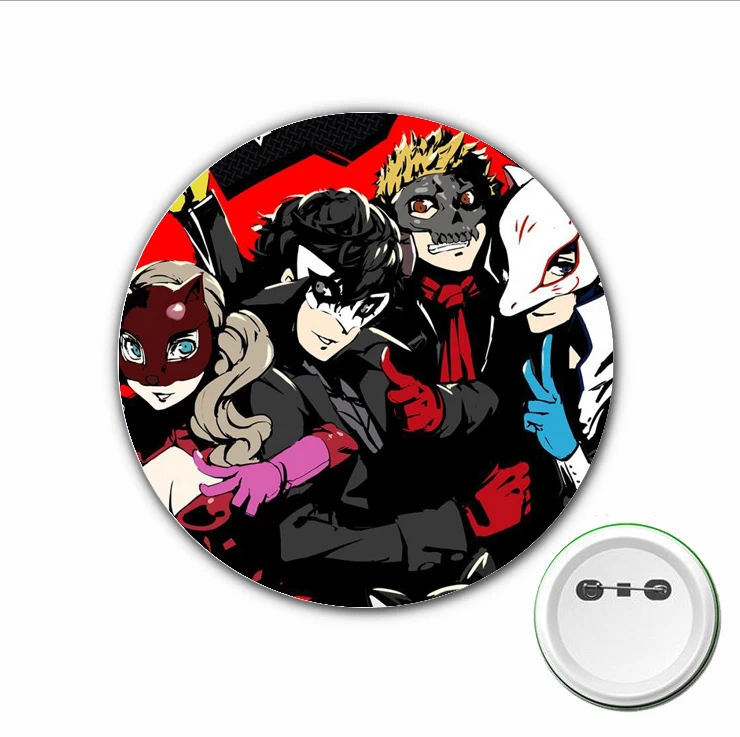 3 buah lencana Cosplay Game Persona 5 pin bros kartun untuk tas ransel aksesori baju kancing lencana