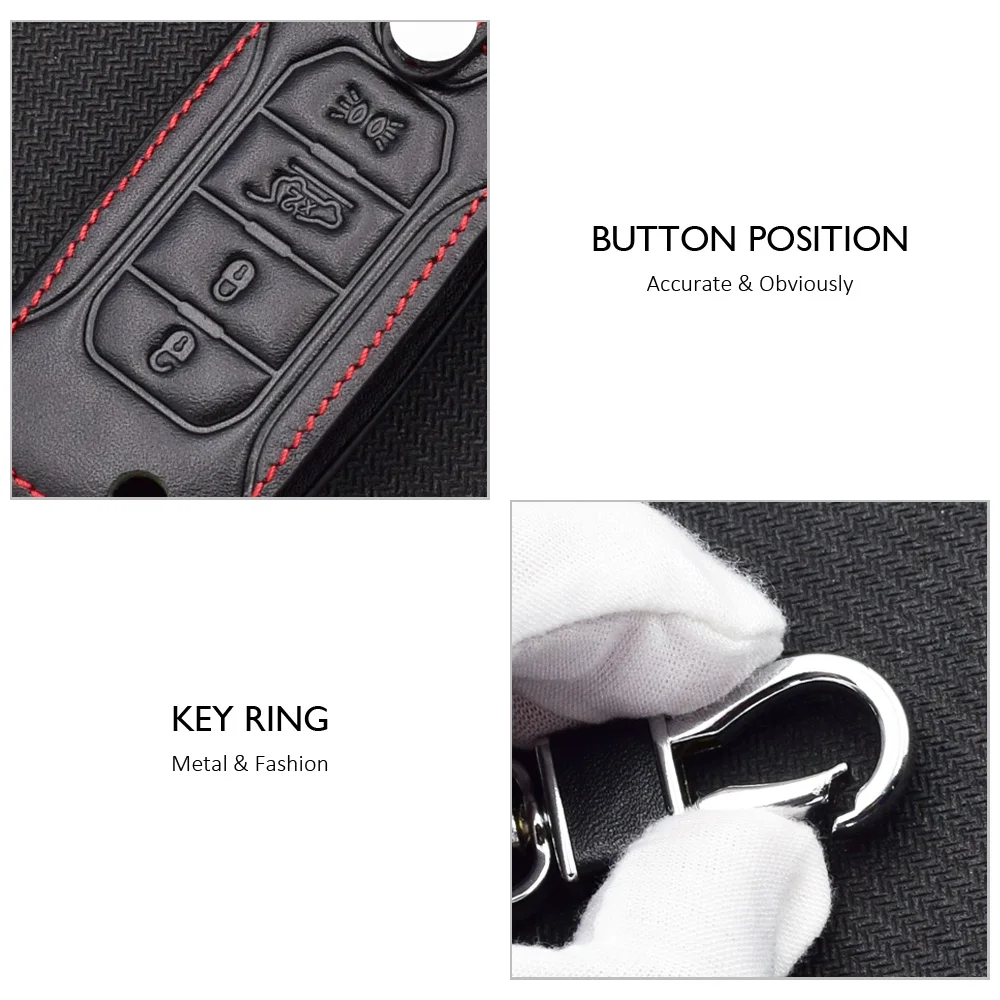 Leather Car Key Case For Jeep Renegade Hard Steel 2016 4 Buttons Folding Remote Fob Cover Protector Accessory Auto Keychain Bag