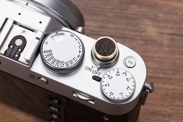 Brass+Leather Camera Shutter Release Button for Fujifilm X100V XT4 X100F XT30 20 XPRO2 XE3 M10P Fuji X100F