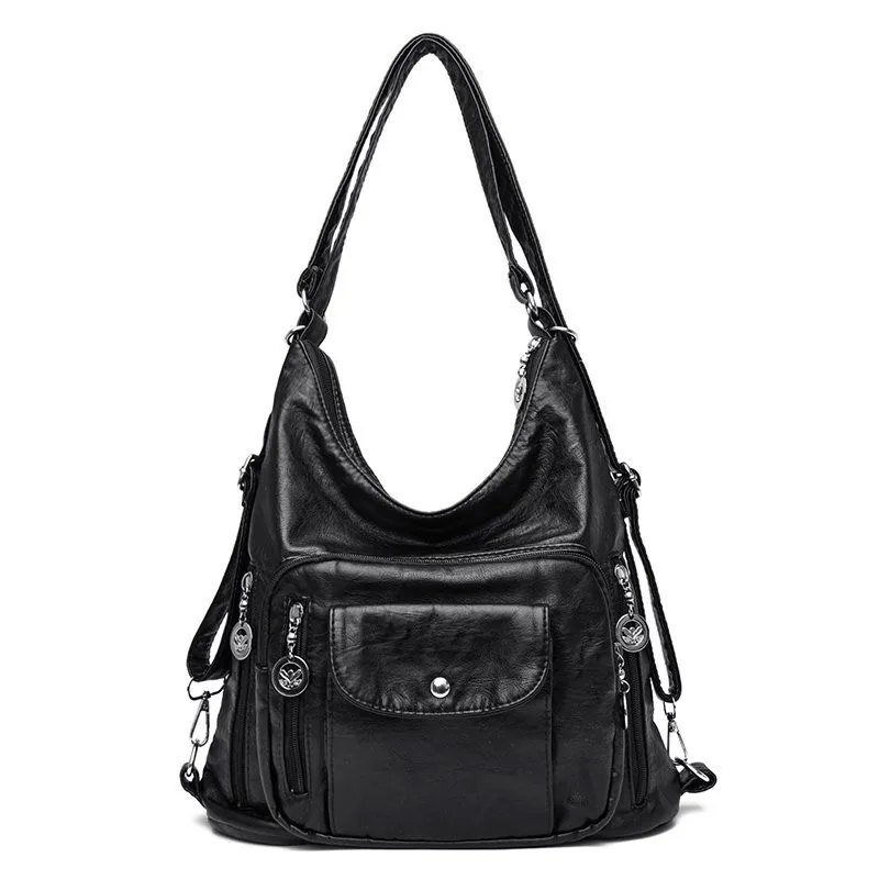 Vintage Frauen Umhängetasche Mode Pu Leder Umhängetasche Designer Geldbörse große Kapazität Handtasche Reisetasche Sack à main – Detail 10