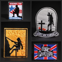 Rock Band Embroidered Patch Locomotive Coat Punk Iron Badge Lest We Forget Decorative Stickers