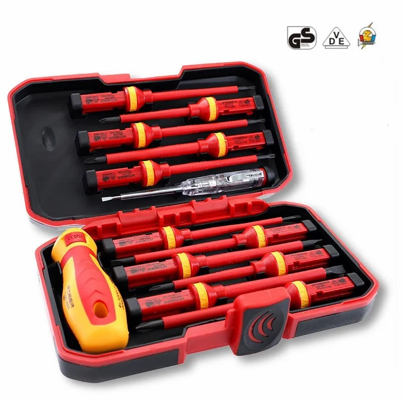 isolamento multifuncional kit chave eletrica chave de fenda forte ferramentas multifuncionais balde de ferramentas venda switch 13 pcs 01