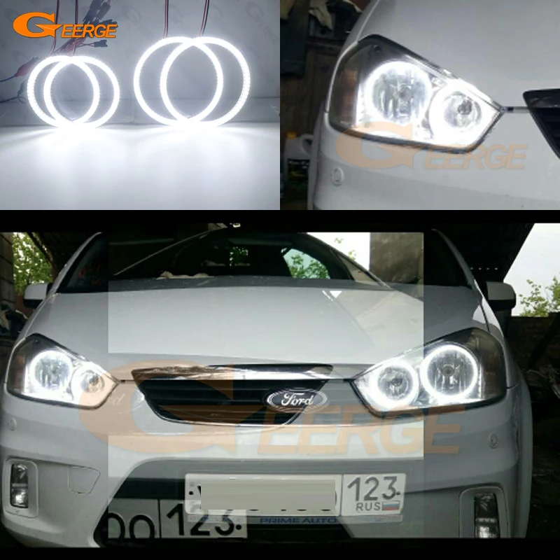 For Ford Focus C-Max 2003 2004 2005 2006 2007 2008 2009 2010 Ultra Bright Day light SMD LED Angel Eyes Kit Halo Rings