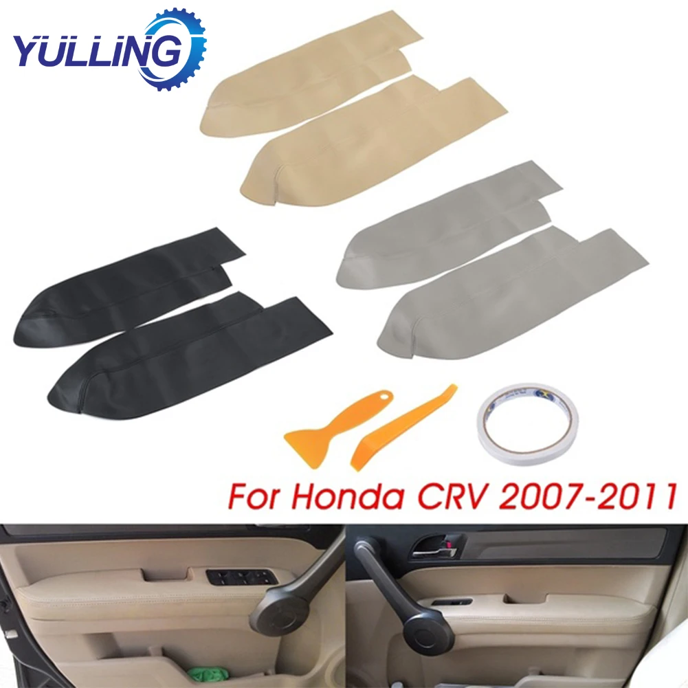 

Pair Car Real Leather Front Door Panels Armrest Cover For Honda For CRV 2007 2008 2009 2010 2011 2012 Car Armrest Cove Dropship