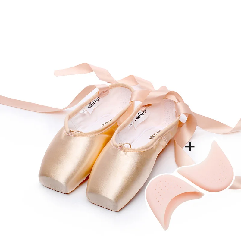 Professional High Quality Girls Women Ballet Performance Competition Wear Pink Red Black Satin Canvas Pointe Shoes