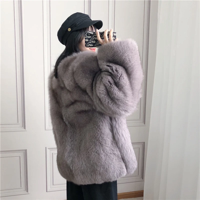 2020 Fur top  natural fur coats fur jacket fox fur coat The whole piece of fox fur seamlessly connects with noble quality real