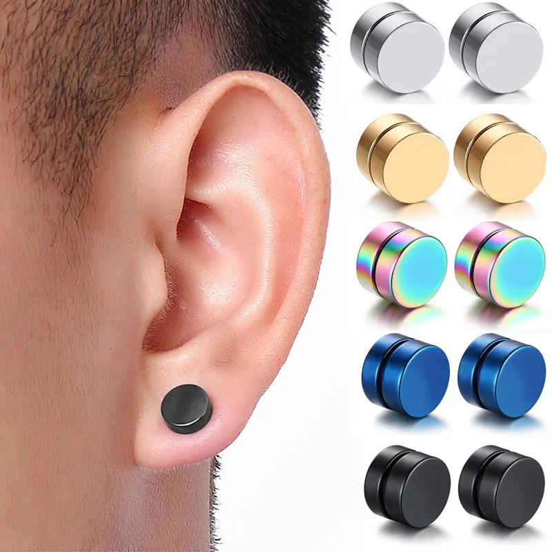 1Pair Round Beautiful Circle Non Piercing 1PC Strong Magnet Magnetic Mens Ear Clip About6mm/8mm/10mm/12mm5 Colors Girls Earrings