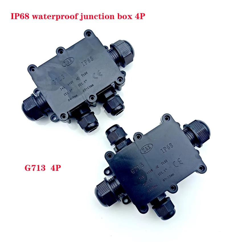 

IP68 Waterproof UV Sunproof Outdoor 4 Way Plastic Electrical Junction Box Case Cable Wire Connector Protection