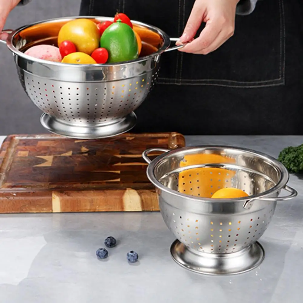 

Multipurpose Drain Basket Wear Resistant Stainless Steel Easy Grip Kitchen Washing Strainer Bowl for Fruit