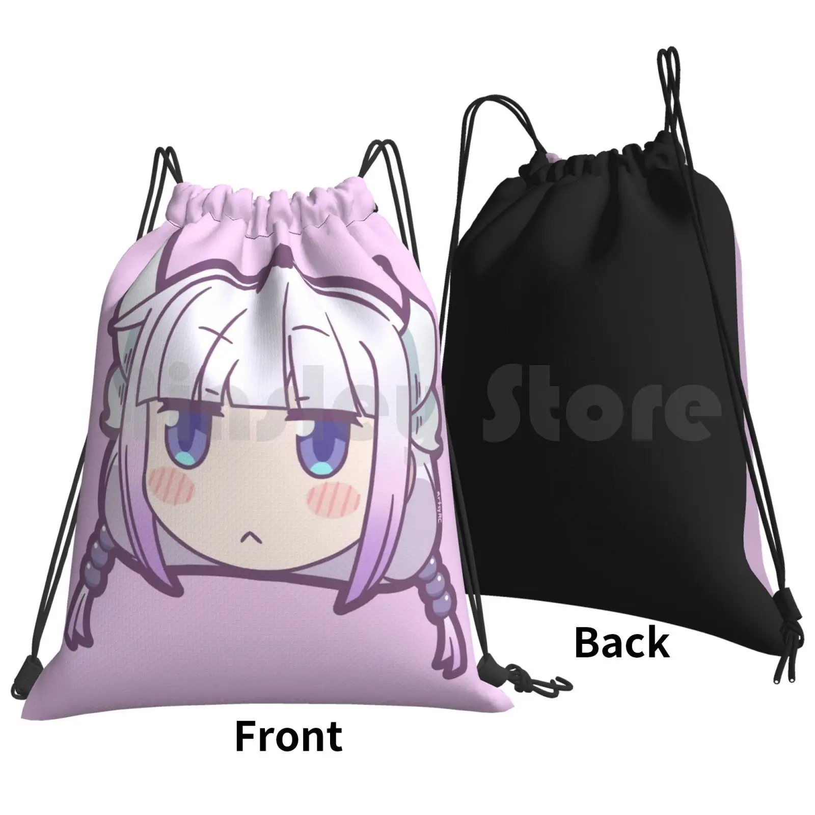 Chibi Kanna Backpack Drawstring Bag Riding Climbing Gym Bag Miss Kobayashis Dragon Maid Dragon Maid Maid Dragon Kanna Elma