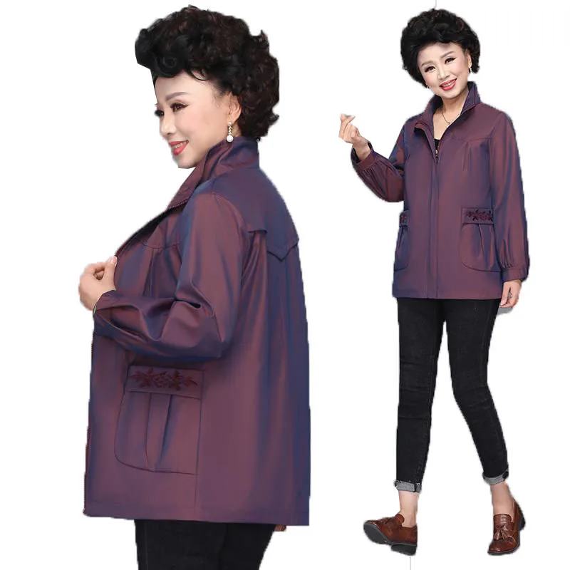 

Mother's Chic Jacket Women Middle-Aged Elderly Female Coat Tops Spring Autumn Elegant Jackets 5XL Casual Outerwear