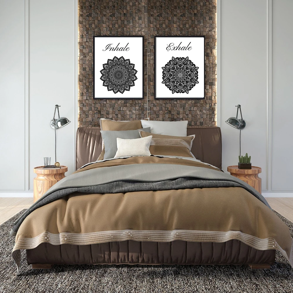 Bohème expire inhaler Mandala pleine conscience Zen mur Art impression affiche photo toile peinture Yoga salle salon décor à la maison