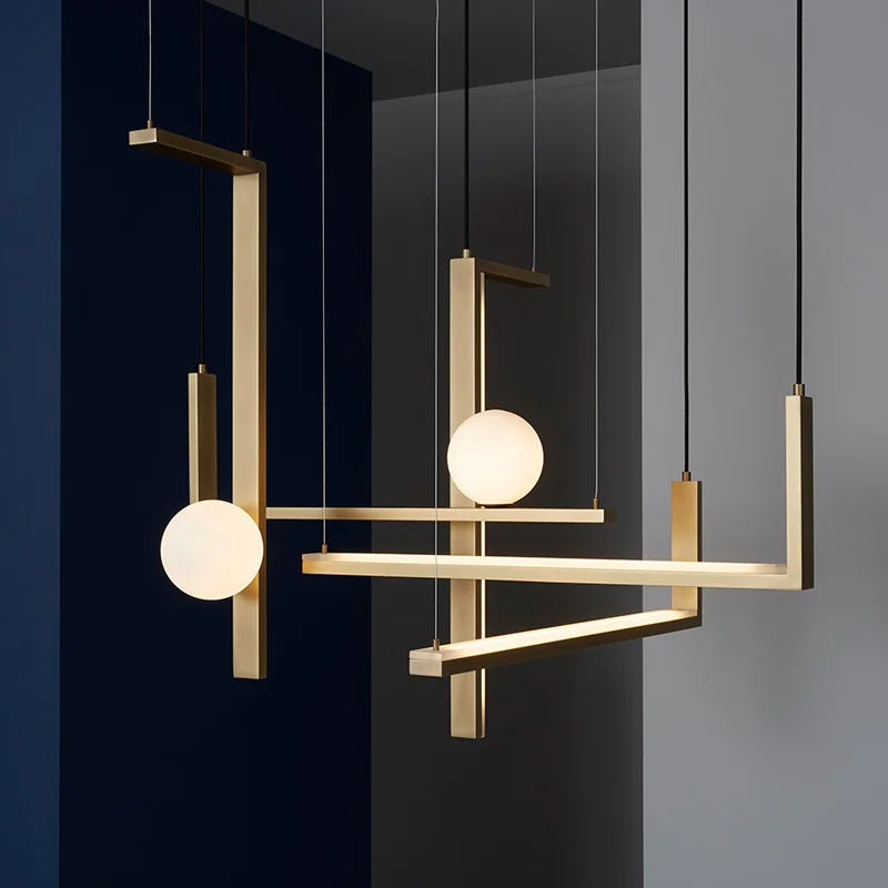 Postmodern glass ball pendant light Creative LED minimalist pendant light For Living Room E14 Hardware Designer office light