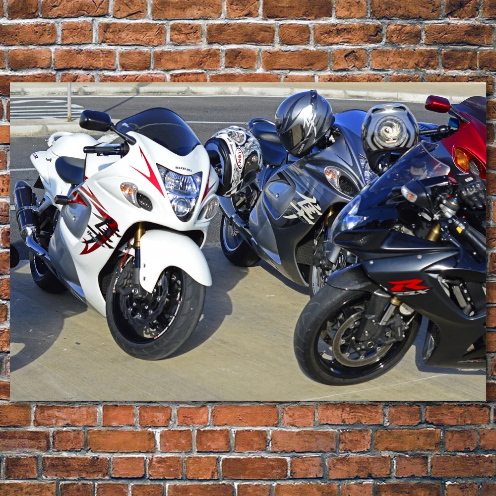 Classic Superbike Suzuki Hayabusa Motorcycle Posters and Prints Wall Art Canvas Painting For Home Decor