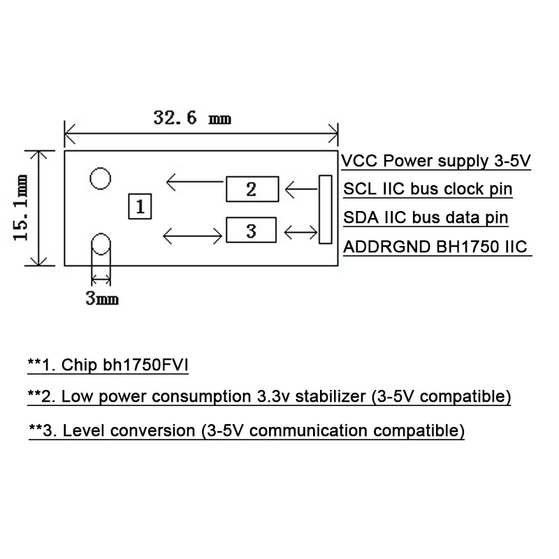 Glyduino Digital Light Intensity Sensor FOR BH1750FVI Module GY-30 Standard Communication Protocol