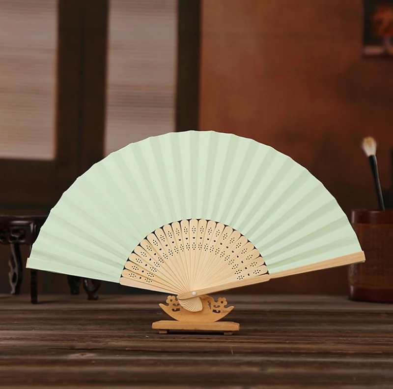 Folding Fan Hand Silk Cloth DIY Chinese Folding Fan Wooden Bamboo Antiquity Folding Fan DIY Calligraphy Painting