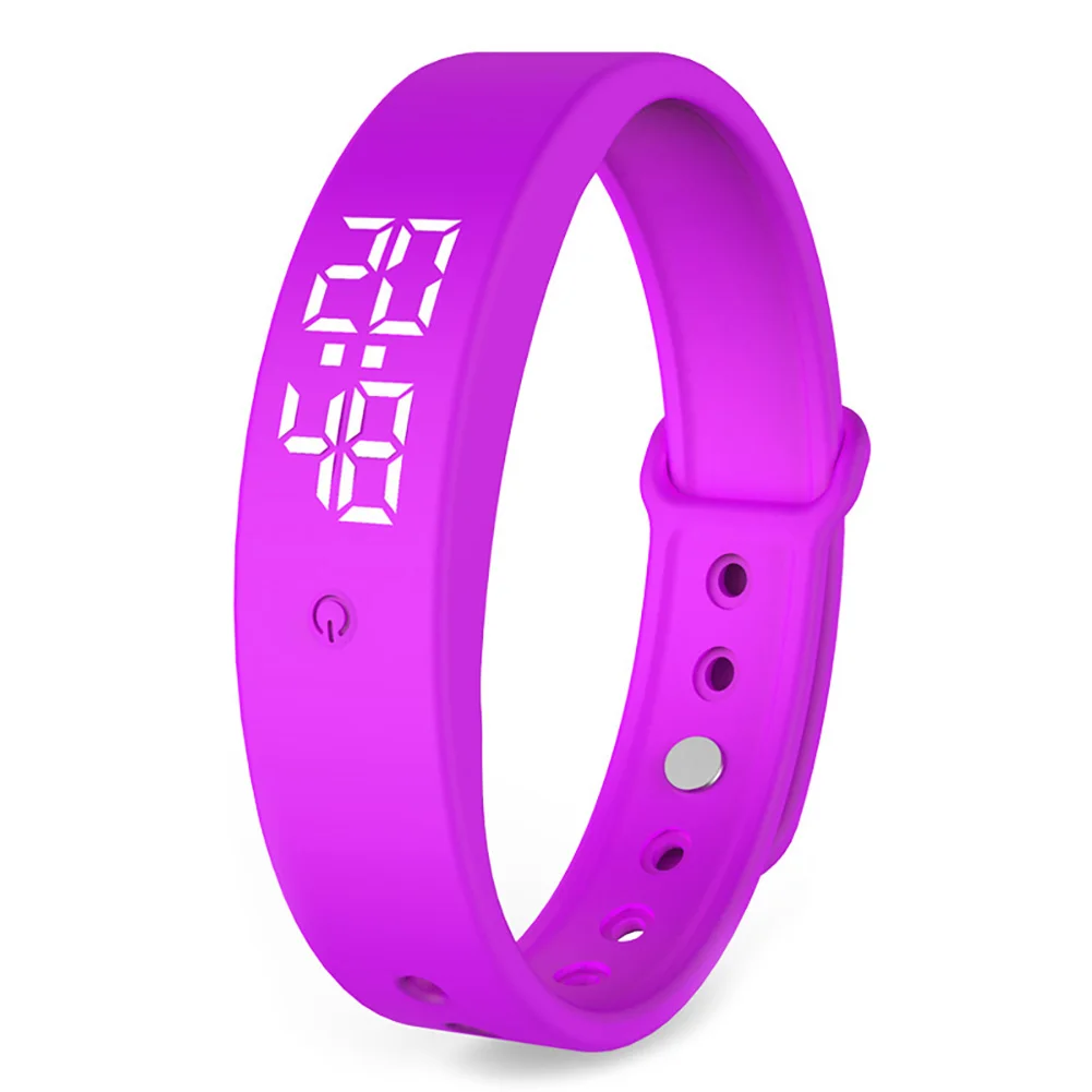 V9 LED Digital Smart Bracelet With Body Temperature Monitor Smart Band Vibration Alarm Reminder Waterproof Smart Clock Smartband