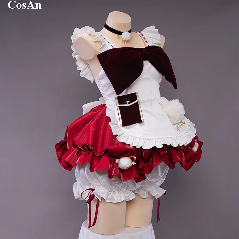 New Game Genshin Impact Klee Cosplay Costume Elegant Sweet Maid Dress Female Activity Party Role Play Clothing S-XL