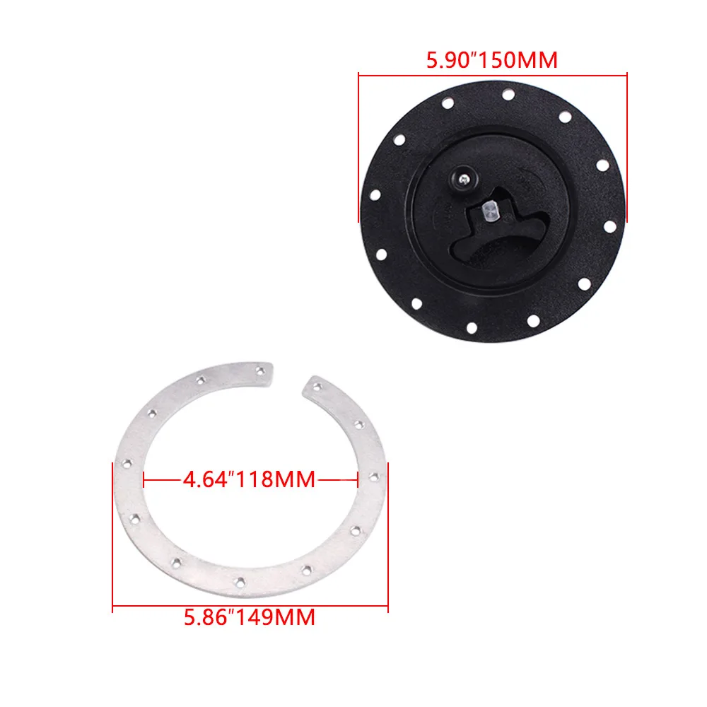 RASTP-Universal Fuel Cell Gas Tank Filler Cap +Filler Plate +Fittings Black RS-OCC041