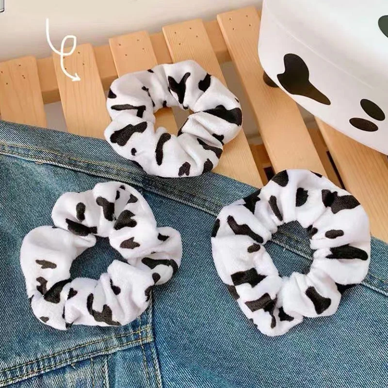 New Design Cow Pattern Velvet Women Girls Elastic Hair Rubber Bands Accessories Gum For Women Tie Hair Ring Rope Ponytail Holder