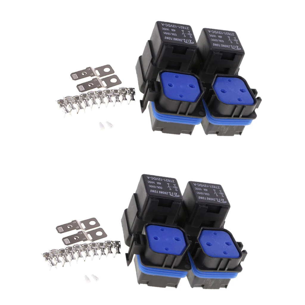 4 Set 40A 12V 4Pin Relay Socket Terminals for Universal Car Motorcycle Boat Automotive