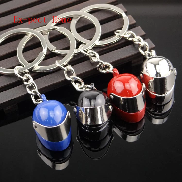 FREE SHIPPING BY DHL 100pcs/lot Colorful Metal 3D Motorcycle Helmet Keychains Motorcycle Helmet Keyrings for Gifts