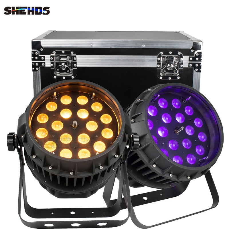 

SHEHDS 2/4PCS IP65 Waterproof Zoom Par 18x18W RGBWA+UV Lighting With Flightcase DMX Controller Party DJ Disco Bar Outdoor Light