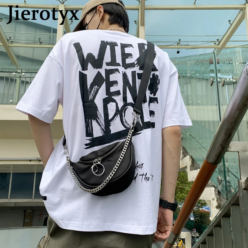 JIEROTYX 2021 Fashion Men And Women Shoulder Bags Zipper Designs With Chains Casual Unisex Handbags Gothic Style Drop Shipping