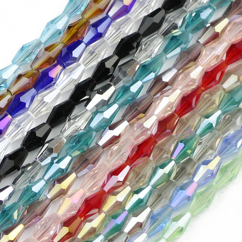 JHNBY Long Bicone Faceted Austrian crystal beads 100pcs 4*8mm Top quality glass Loose bead handmade Jewelry bracelet making DIY