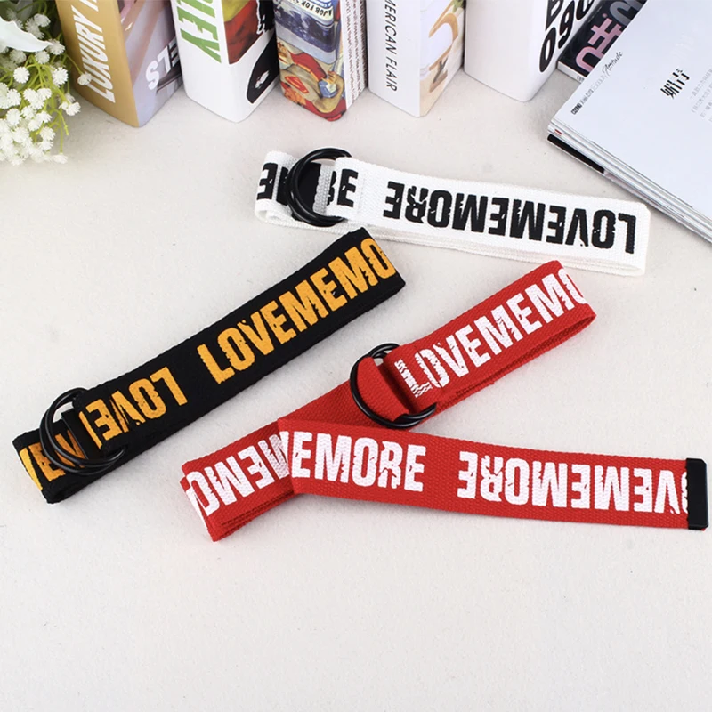 Aesthetic belt nylon canvas belts for women men yellow red ceinture femme fashion white girls boys cute harajuku accessories