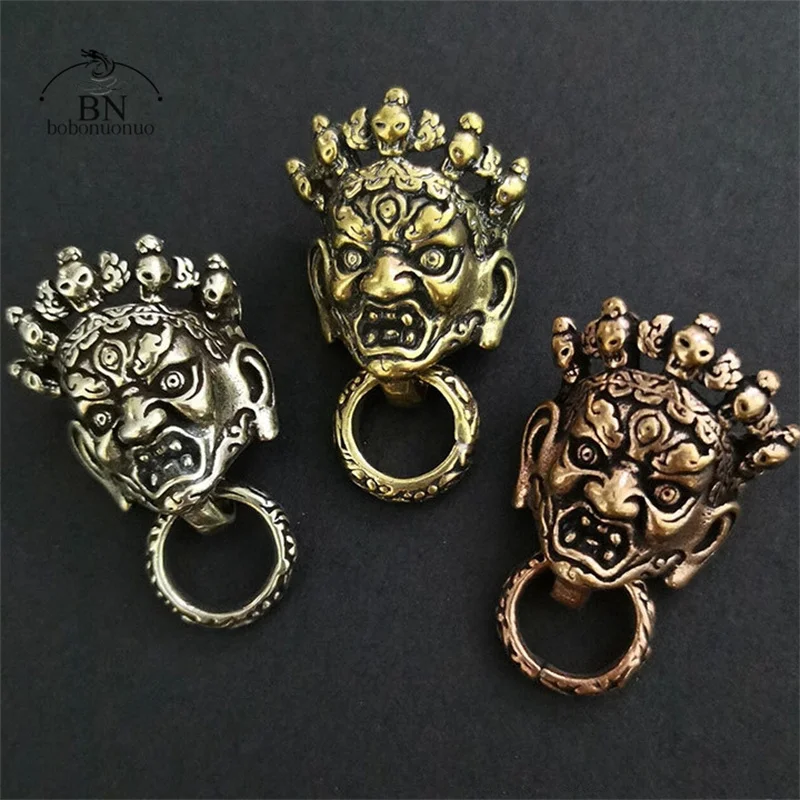 DIY Angry Buddha Skull Face Brass Screws Rivet Button Leather Bag Wallet Chains Garment Decorations Punk Retro Buckles Connector