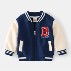 New Autumn Spring Children Clothing Baby Boys Casual College Fluffing Style Zipper Sweater Baseball Uniform Letter Print Coats