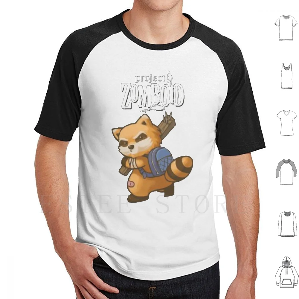 Spiffo The Survivor-White Logo T Shirt Cotton Men DIY Print Project Zomboid Spiffo Game Indie Game Cute Animal Survivor Zomboid