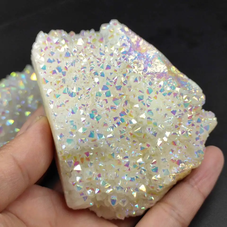 

Natural Aura White Quartz Crystal Cluster Electroplated Color Point Healing Home Decor Gift