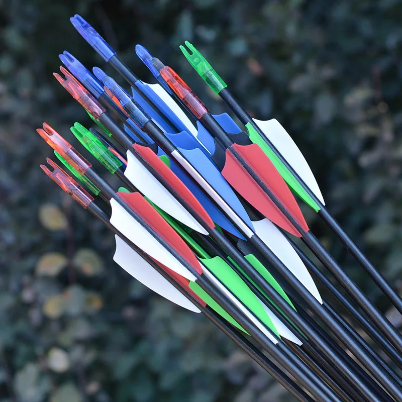 24 pcsFiberglass hunting archery accessories, 6mm, with reverse curved bow practice arrow, wrapped arrow tail composite bow/bow