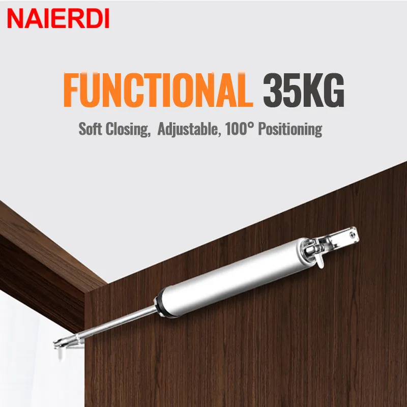 NAIERDI Gas Spring Automatic Door Closer Overhead Door Closer Soft Closing Device Adjustable Buffer Force Furniture Hardware