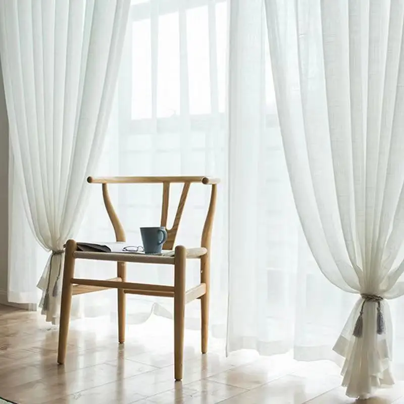 

Pastoral White Color Line Windows Screening Tulle Voile Gauze Cross Pattern For Livning Room Bedroom Home Decoration