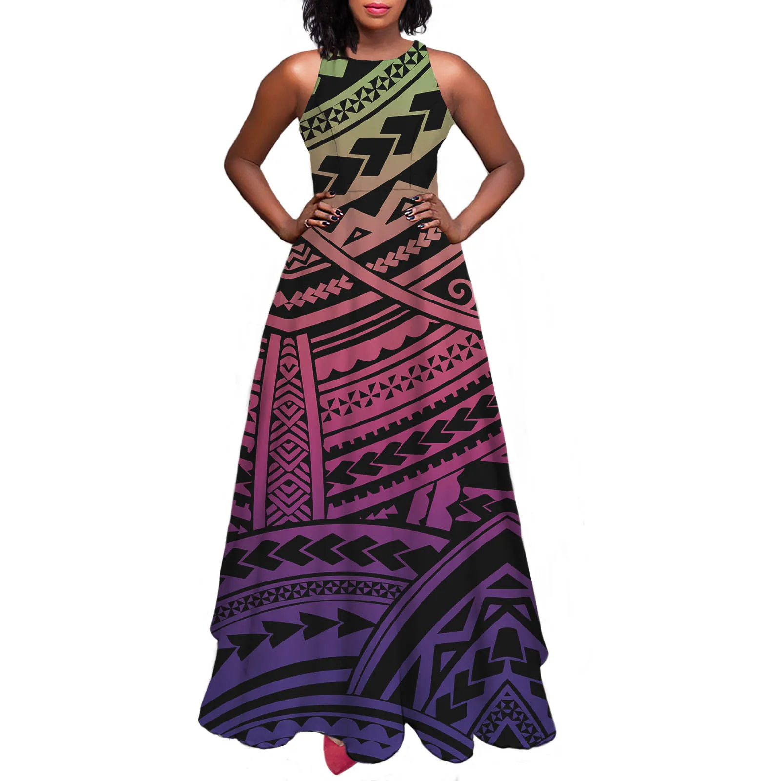 Hycool Ladies Dress Casual Women Clothing Polynesian Tribal Samoa Clothing Wholesale Bulk Ladies Autumn Maxi Dress Fall